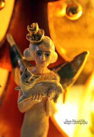 ANIOŁ TURMALINOWY Z KOTEM