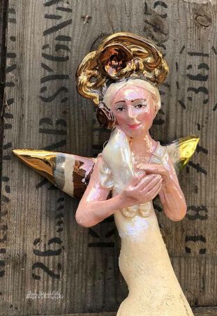 ANIOŁ  TURMALINOWY   - ŚWIECZNIK - KROPIELNICZKA