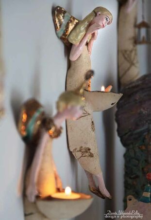 ANIOŁ-ŚWIECZNIK TURMALINOWY   Z PTASZKIEM