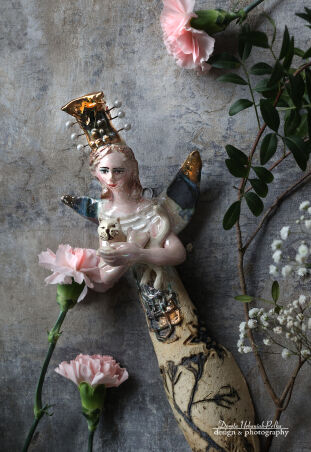 ANIOŁ TURMALINOWY Z  KOTEM