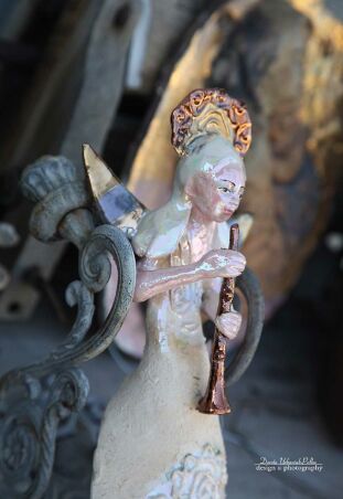 ANIOŁ  TURMALINOWY  Z  MIEDZIANYM KLARNETEM