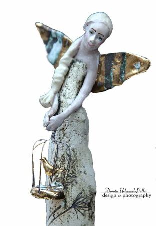 ANIOŁ TURMALINOWY Z KLATKĄ