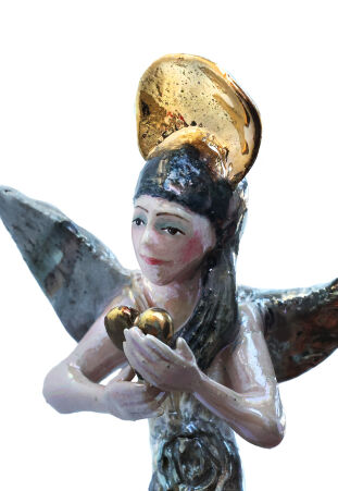 ANIOŁ Z TURMALINOWY  ZE ZŁOTYM SERCEM