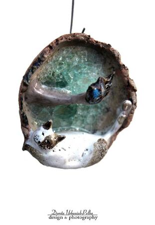 PLAKIETKA Z KOTEM I Z DWIEMA SOWAMI