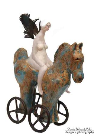 LADY GODIVA NA KONIU BŁĘKITEM SKROPIONYM